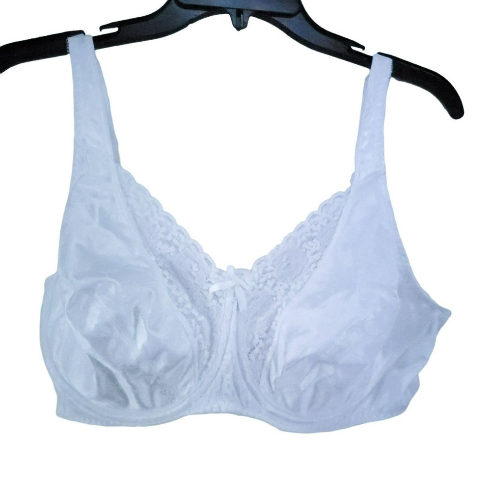 Playtex Classic Support Bra Size 40D White Floral Underwire